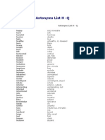 Antonyms List H - Q