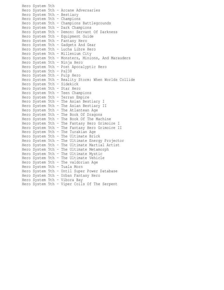 Hero system 5th edition bestiary pdf online