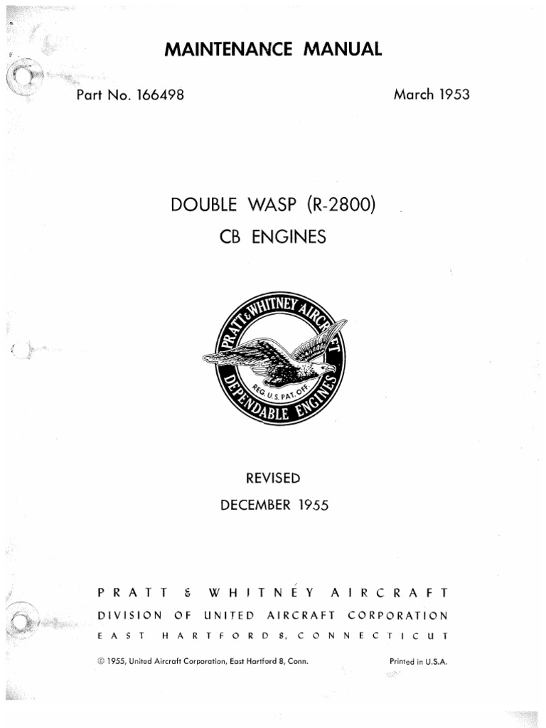 PW Double Wasp R 2800 CB Maintenance Manual 1955 | PDF