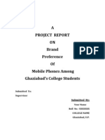 Project Report on Brand Preference of Mobile Phone Among College Students1