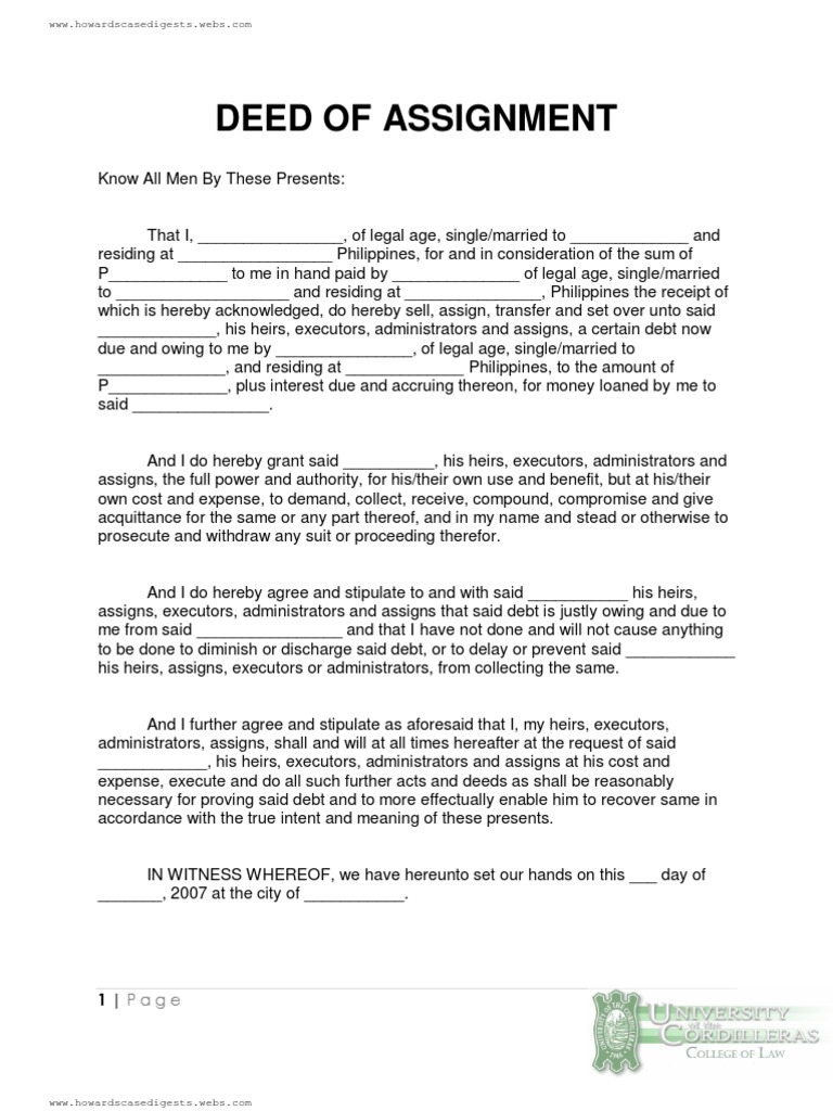 deed of sublease vs deed of assignment