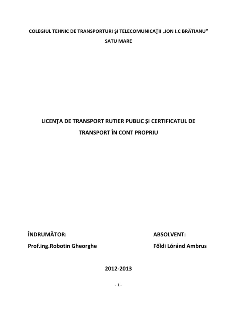 Licenta De Transport