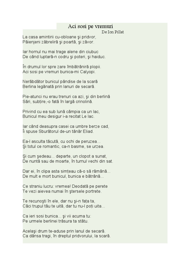 Aci Sosi Pe Vremuri Poezie