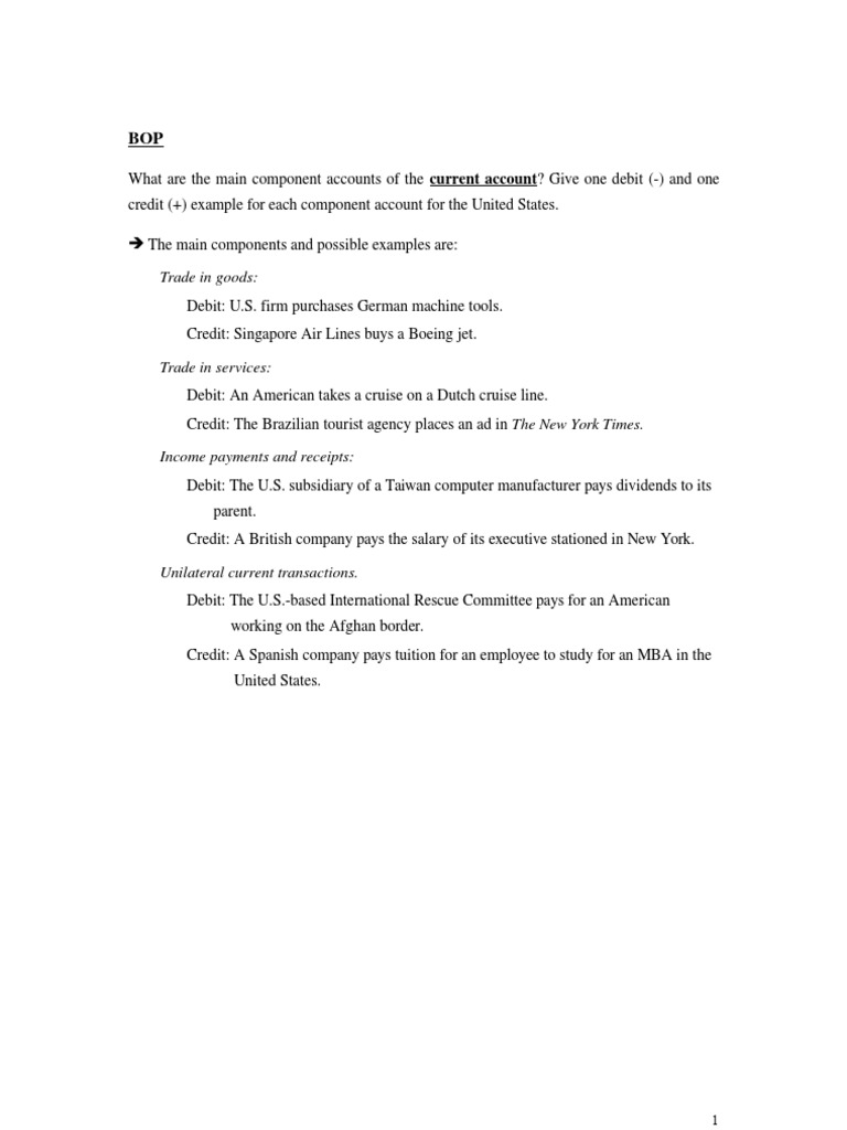 U.S. Balance of Payments Explained | PDF | Current Account | Debits And ...
