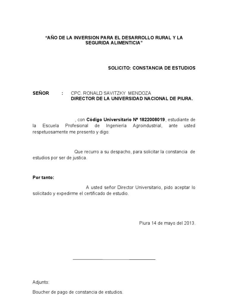 Solicitud Constancia De Estudios