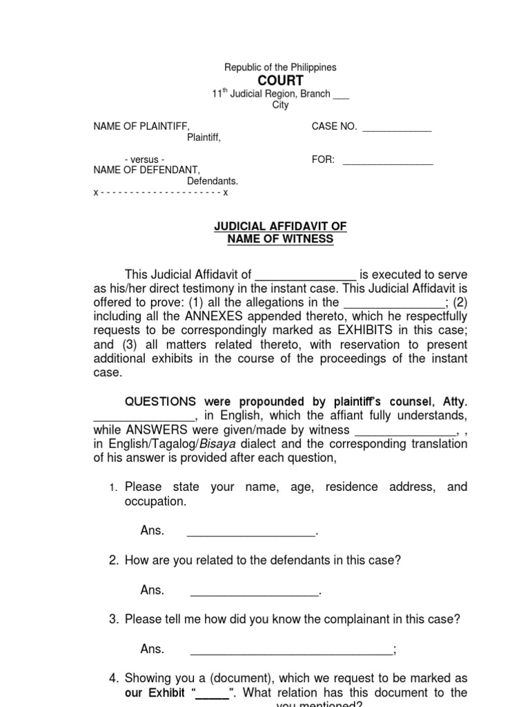 126529068 Judicial Affidavit Sample