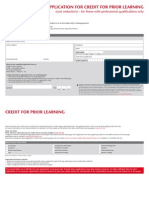 Credit for Prior Learning Cost Reduction Professional Qualifications Application Form