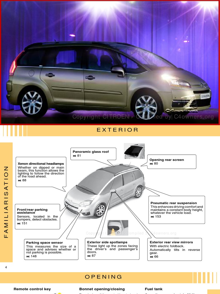 Citroen C4 PICASSO + Grand C4 PICASSO Owners Handbook PDF Automatic Transmission Trunk (Car)