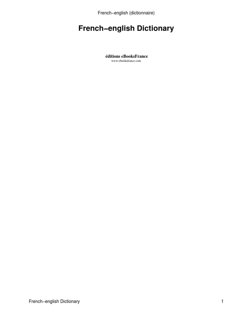 Dictionnaire Francais Anglais Livre Ebook French English Dictionary 35 273 Entries Pdf 