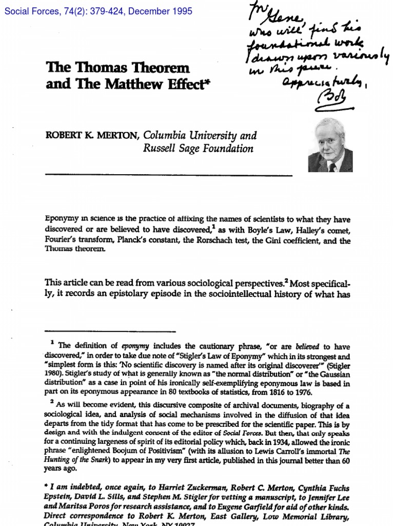 Thomas Theorem | PDF | Sociology | Science
