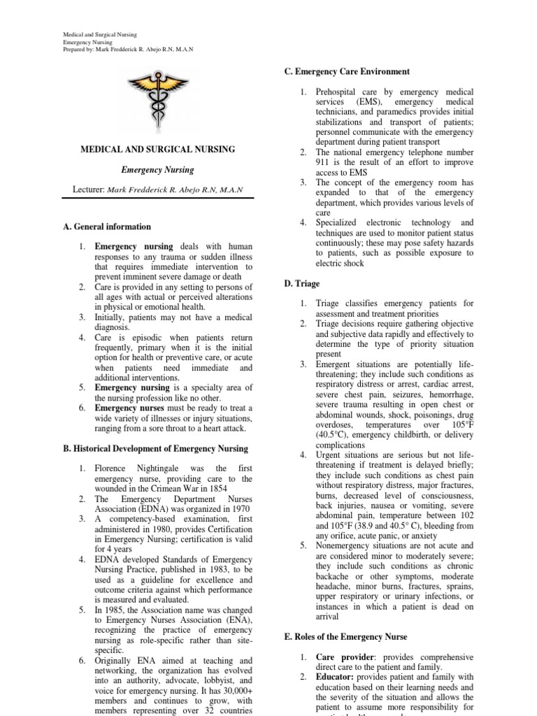 Emergency Nursing PDF Emergency Medical Services Emergency Department