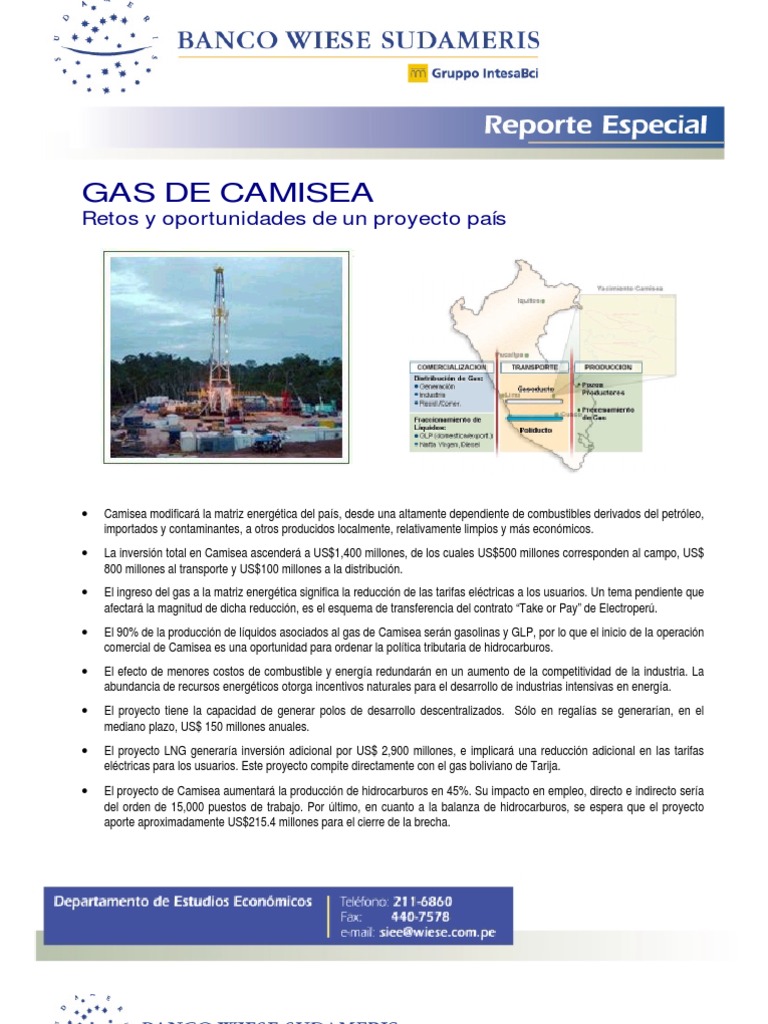 Oportunidades del Gas de Camisea en Perú | PDF | Petróleo | Precios