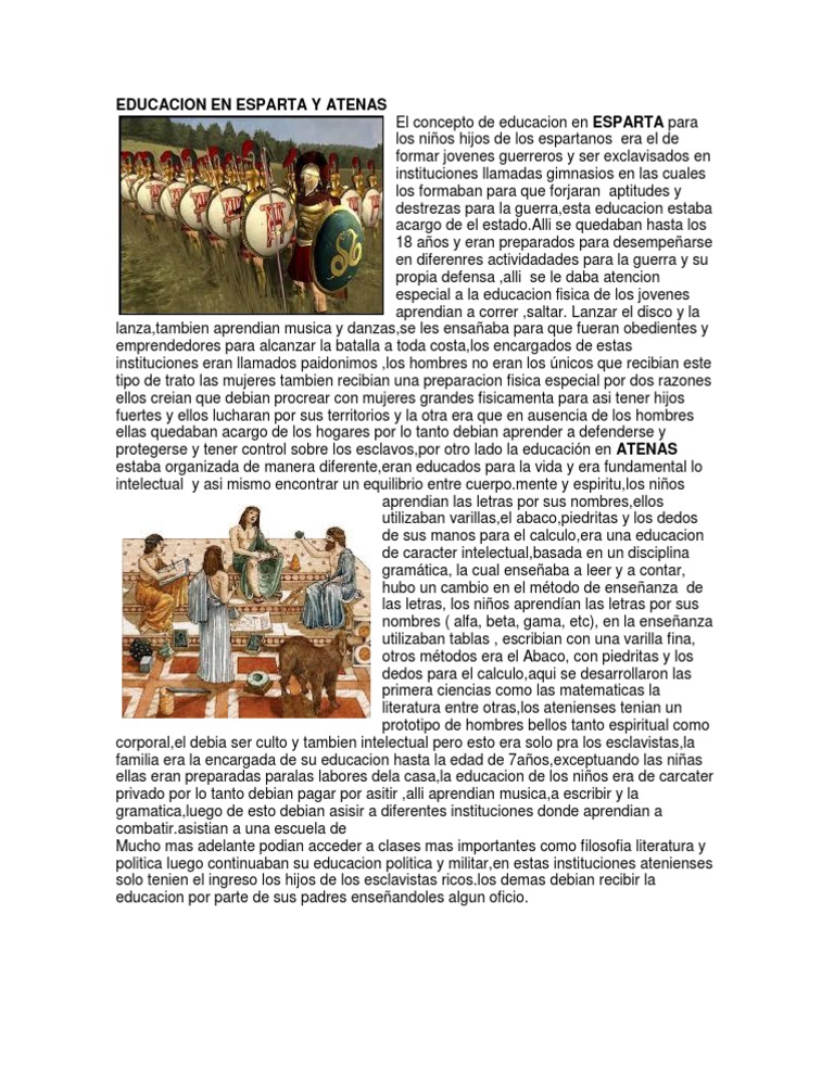 Educacion en Esparta y Atenas | PDF | Esparta | Science