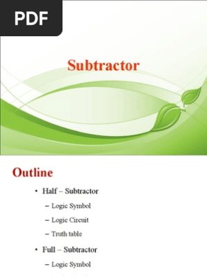 Subtractor Ppt Subtraction Logic