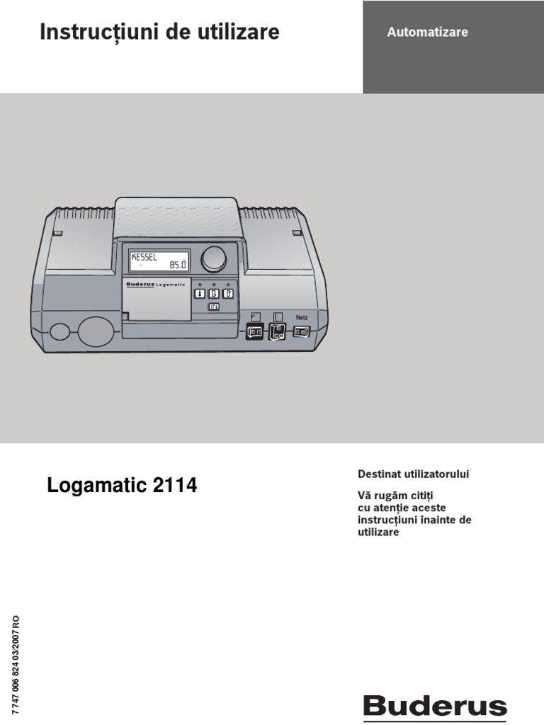 Logamatic 2114 - Instructiuni de Utilizare | PDF