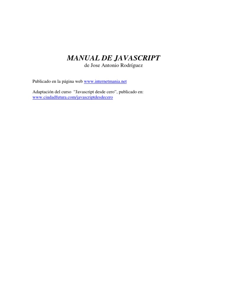 Manual de JavaScript PDF | PDF | Lenguaje de programación | Script Java