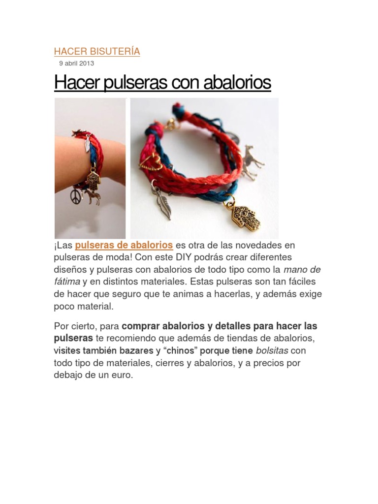 Hacer-Pulseras-Con-Abalorios - Ideas Haciendo Pulseras, Abalorios y Pulseras-2, PDF, Pulsera