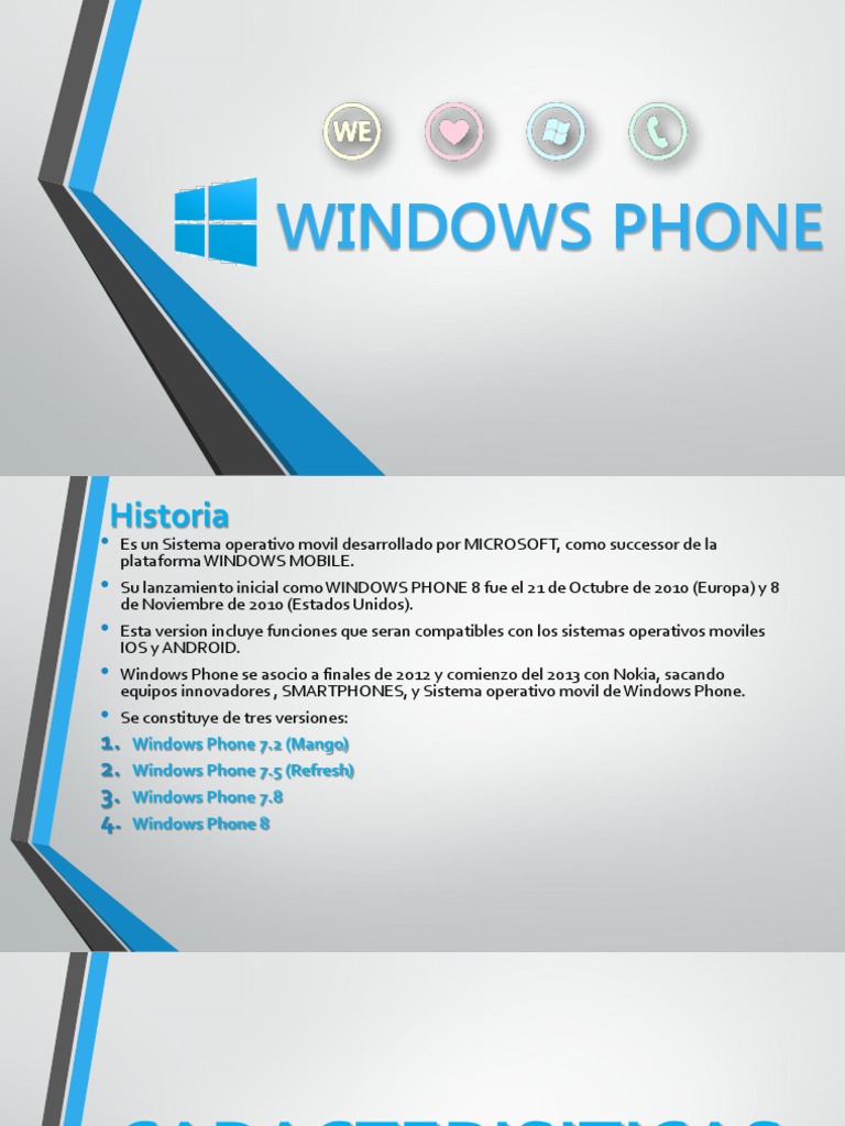 Historia y características de Windows Phone | PDF | Telefono windows ...
