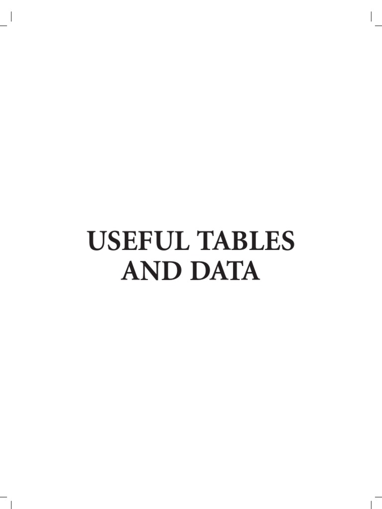 Useful Tables and Data | PDF