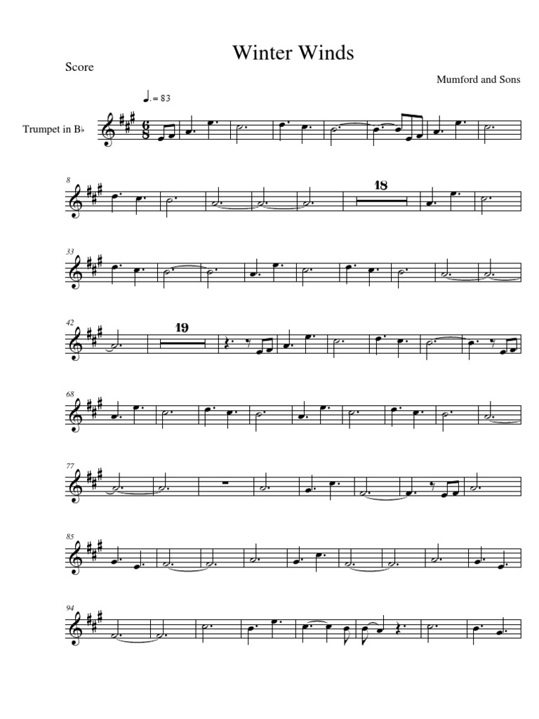 Winter Winds Mumford and Sons (Trumpet) PDF