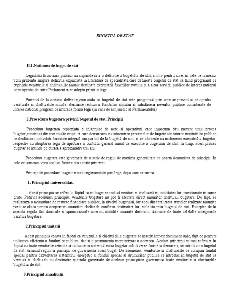 Bugetul De Stat