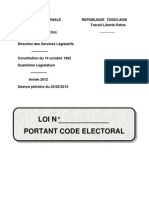 96433613 TOGO Le Code Electoral Non Consensuel Du 31 Mai 2012