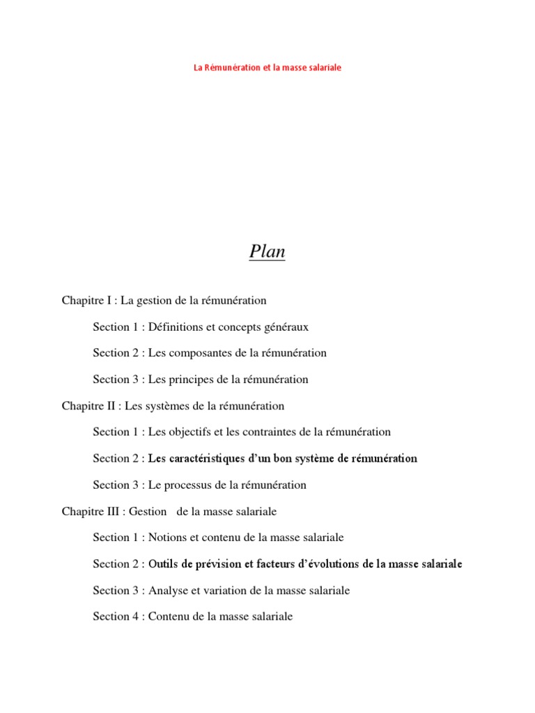 Gestion de la Rémunération et Masse Salariale | PDF | Salaires ...