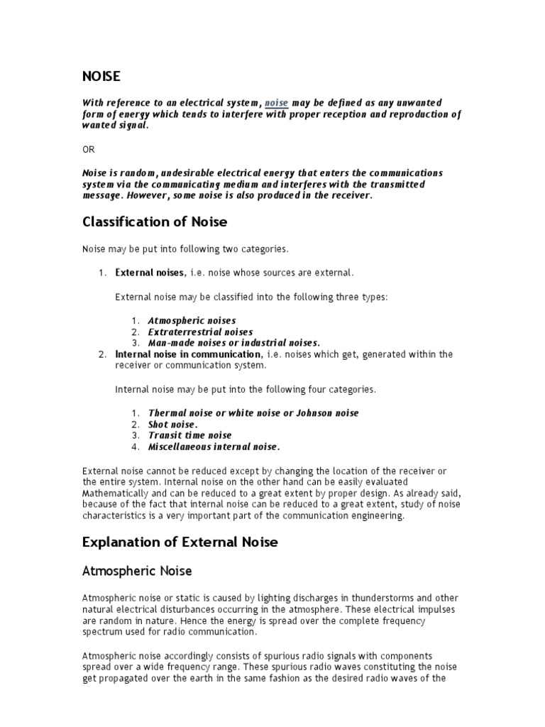 NOISE Notes | PDF | Teaching Methods & Materials | Technology & Engineering