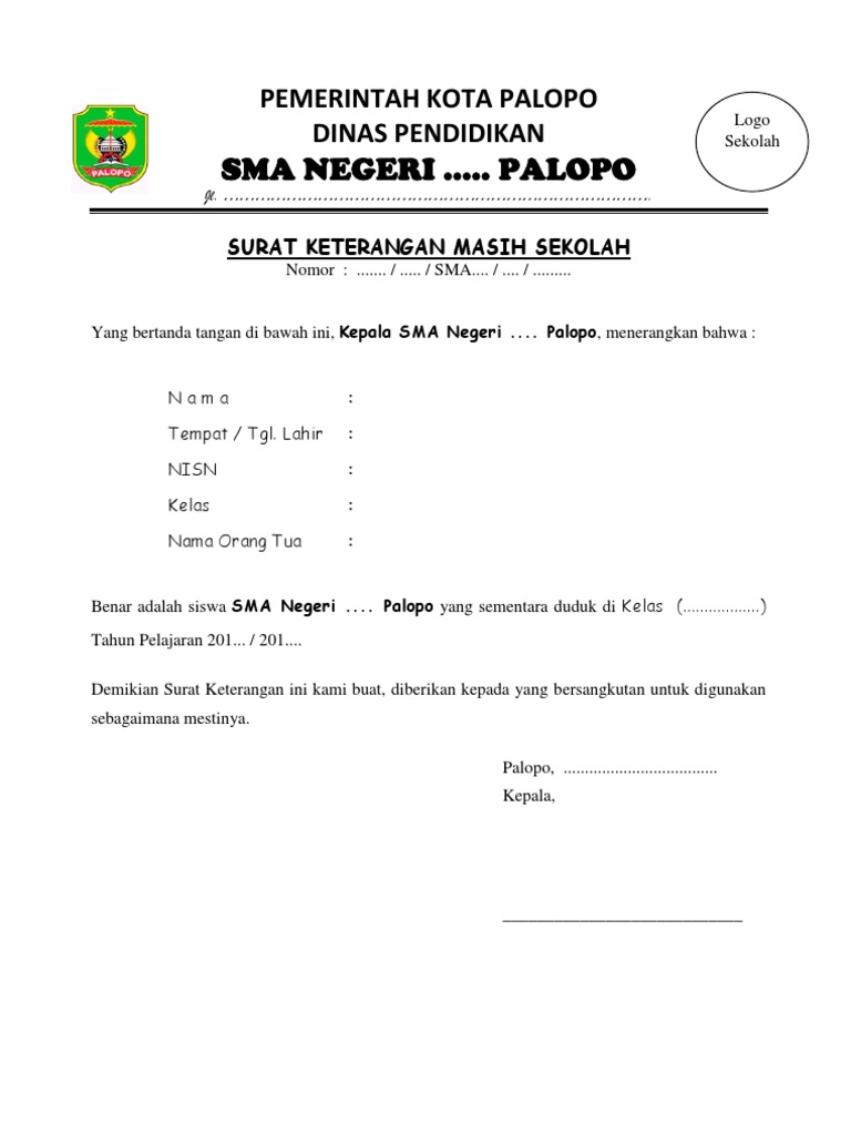 Format Surat Kebenaran Sekolah