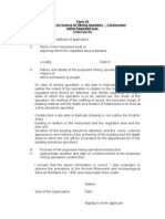 Form VII Application For Licence For Mining Operation / Construction Within Regulated Area (Vide Rule 34)