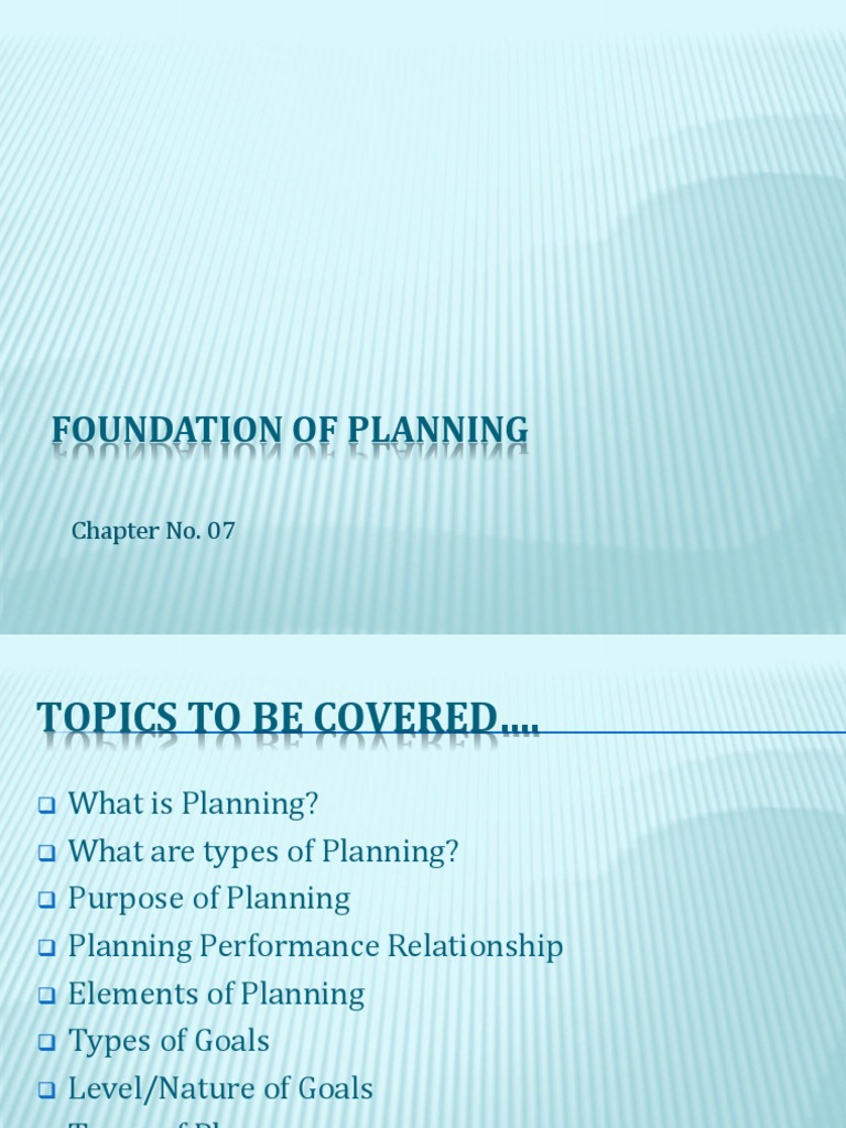 Foundation of Planning: Chapter No. 07 | PDF | Goal | Strategic Management
