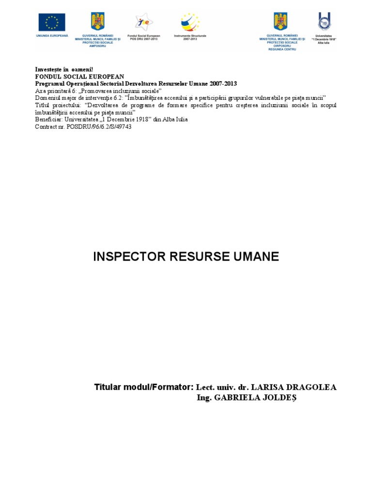 Suport Curs Inspector Resurse Umane