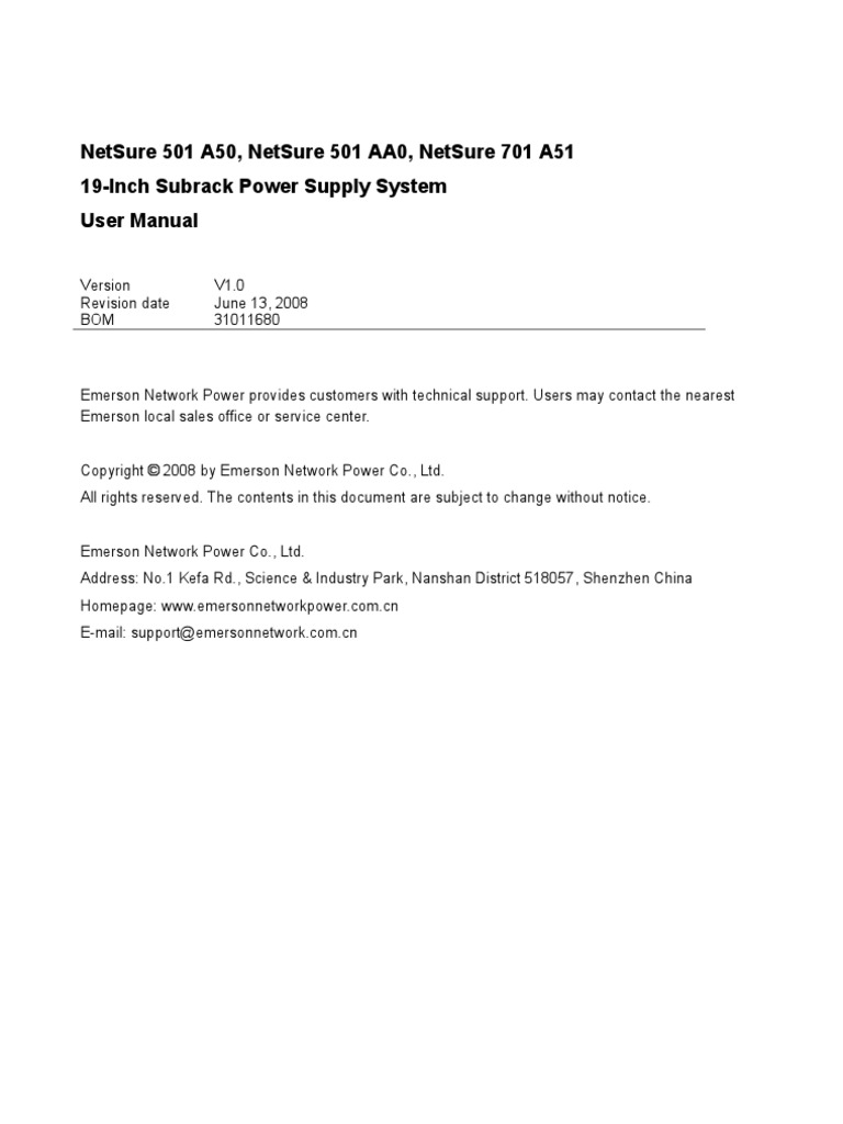User Manual - NetSure 501 A50 and NetSure 701 A51 | PDF | Electrical ...