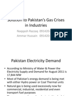 Solution To Pakistan's Gas Crises in Industries