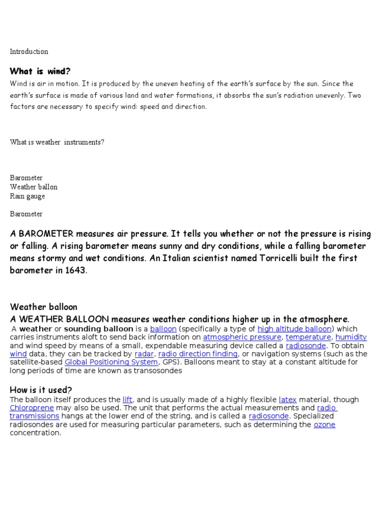 Understanding Wind and Weather Instruments | PDF | Science & Mathematics