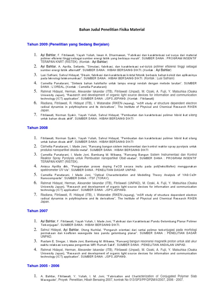 Bahan Judul Penelitian Fisika Material