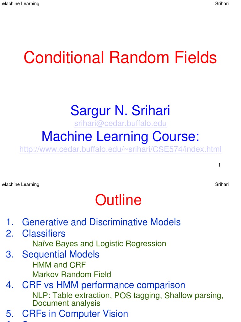 Conditional Random Fields in ML | PDF | Statistical Classification ...