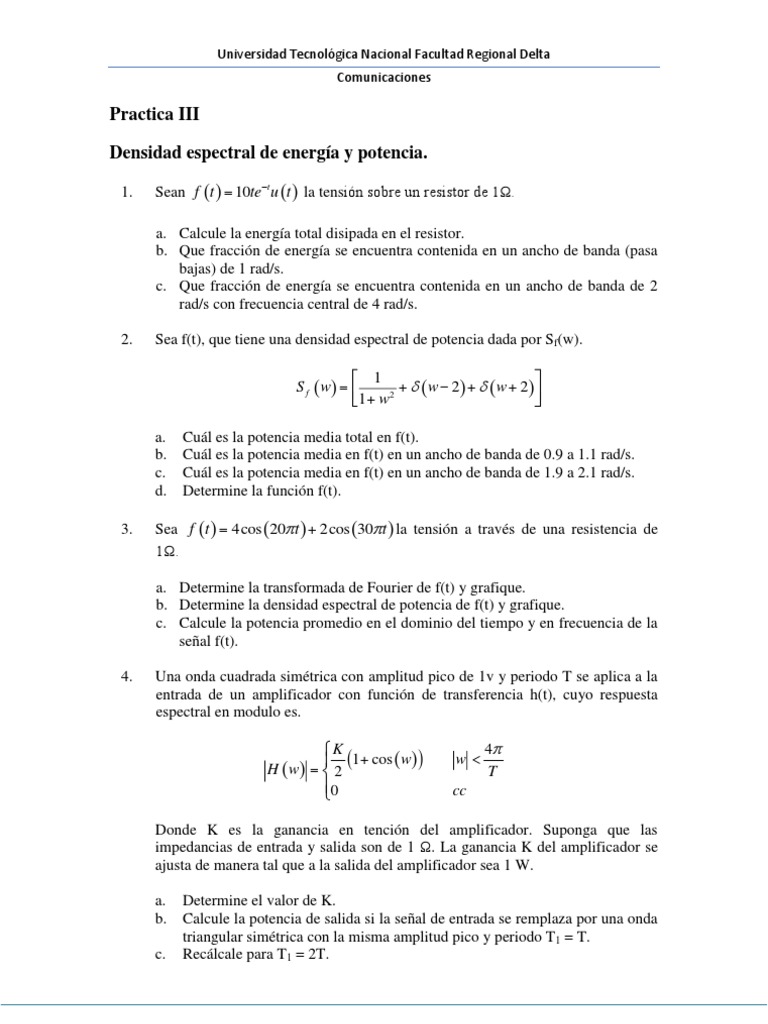 Densidad Espectral de Energía y Potencia | PDF