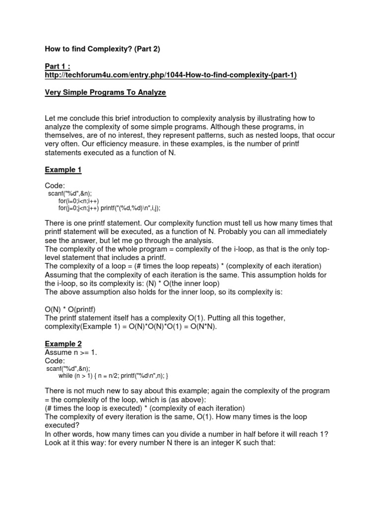 Complexity Analysis Examples | PDF | Control Flow | Computational ...