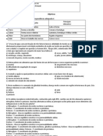 Exercicios de Biologia - Agua e Sais Minerais