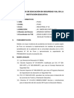 PLAN DE TRABAJO DE EDUCACIÓN EN SEGURIDAD VIAL EN LA INSTITUCIÓN EDUCATIVA