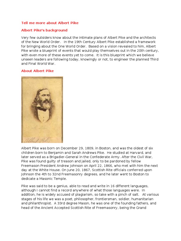 Albert Pike Letter To Mazzini PDF Illuminati New World Order (Conspiracy Theory)