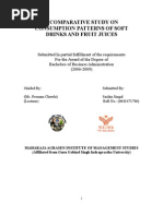 Download Comparative Study on Consumption Patterns of Soft Drinks and Fruit Juices by Sachin SN14387167 doc pdf