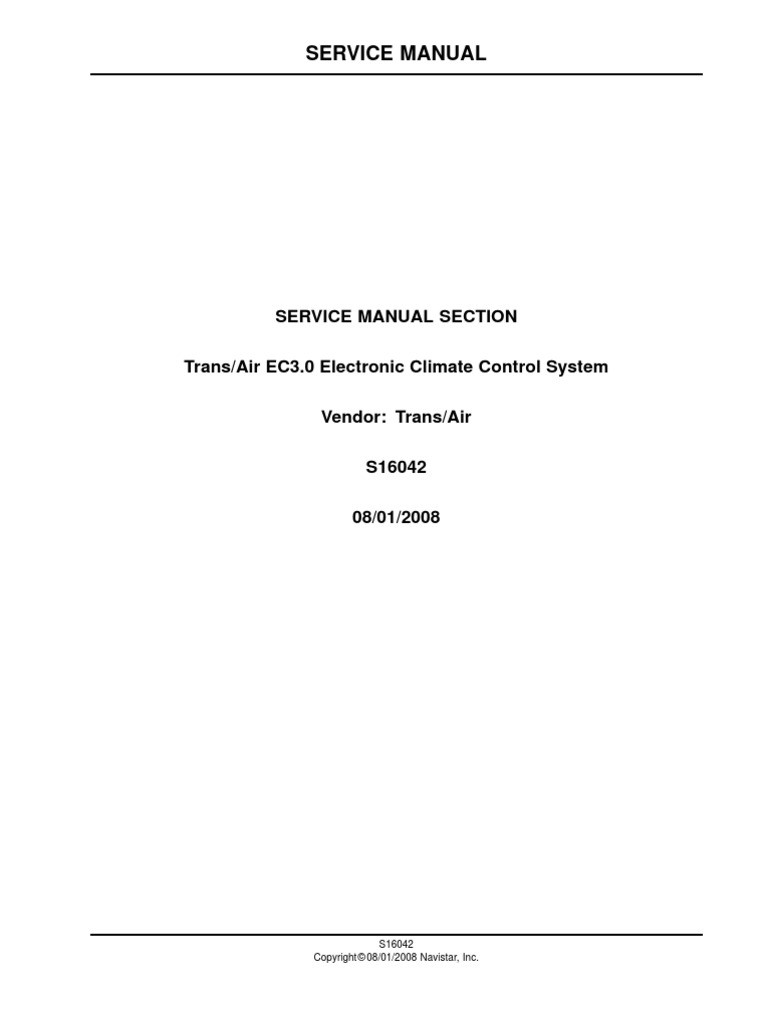 Trans Air EC3.0 Electronic Climate Control System PDF Thermostat
