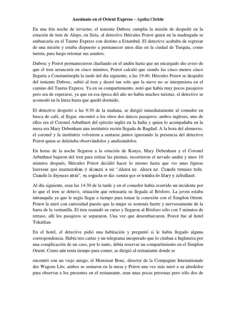Asesinato En El Orient Express Libro Pdf