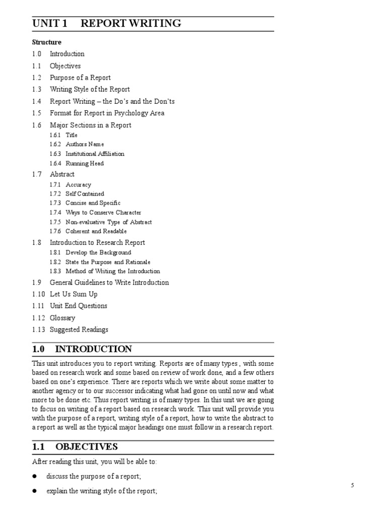 Guidelines for Writing Psychology Research Reports: Structure, Format ...