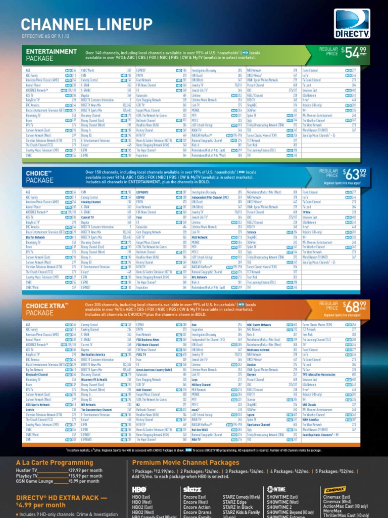 Directv Channel List Printable Customize and Print