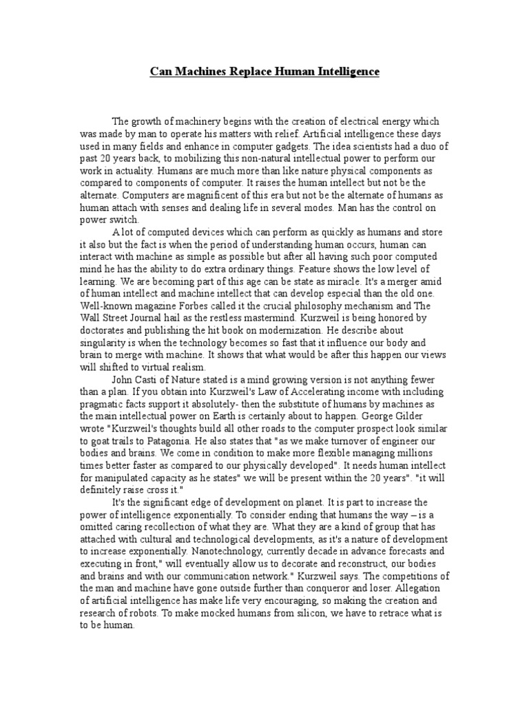 Can Machines Replace Human Intelligence? | PDF | Intelligence | Mind