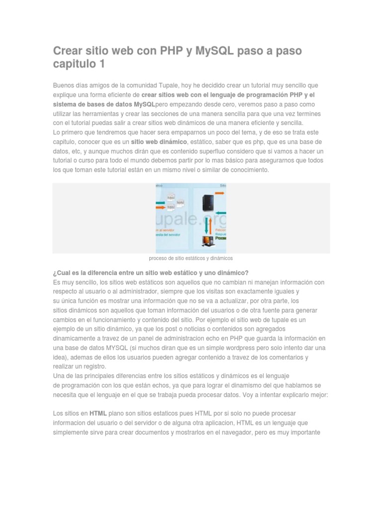 Crear sitio web con PHP y MySQL | PDF | Servidor web | Internet y web