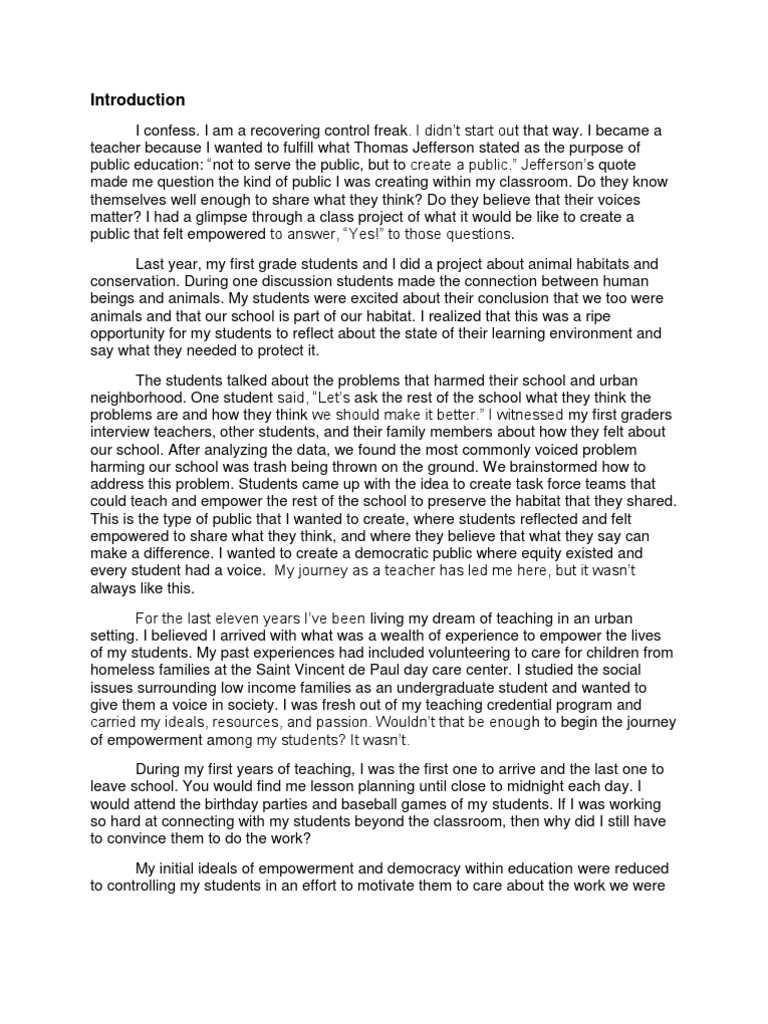 student empowerment essay introduction